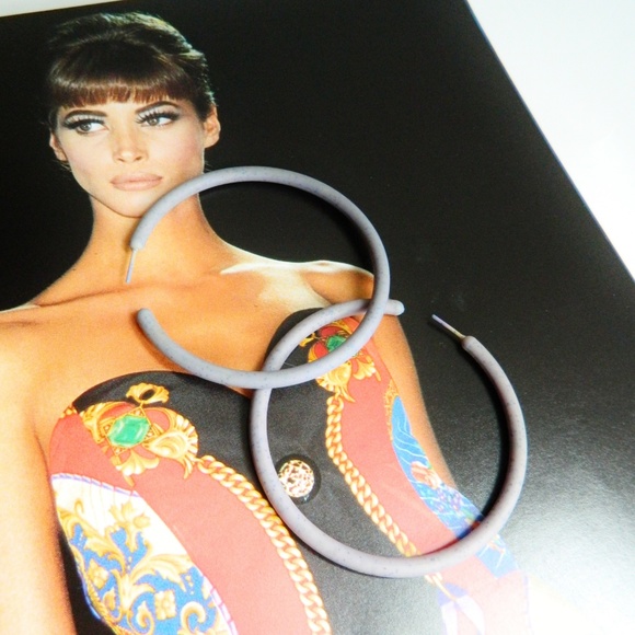 Big Grey Blue Hoop Earrings - Picture 5 of 5